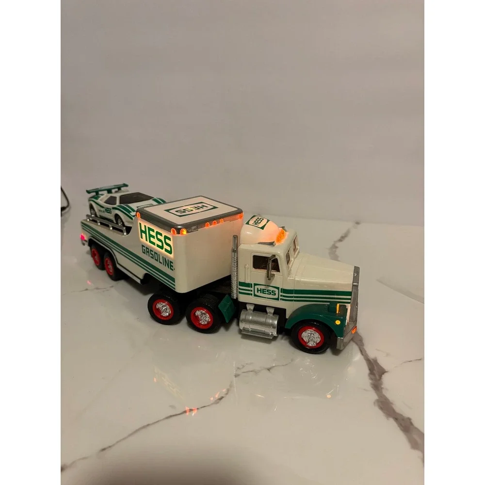 1991 Hess Toy Truck and Racer‎ Gasoline Semi Trailer with Working Lights Vintage